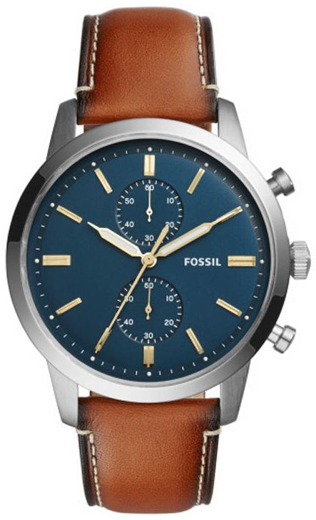 Fossil Townsman Chronograph Blue Dial Brown Leather Strap Watch for Men - FS5279 Watches Fossil   