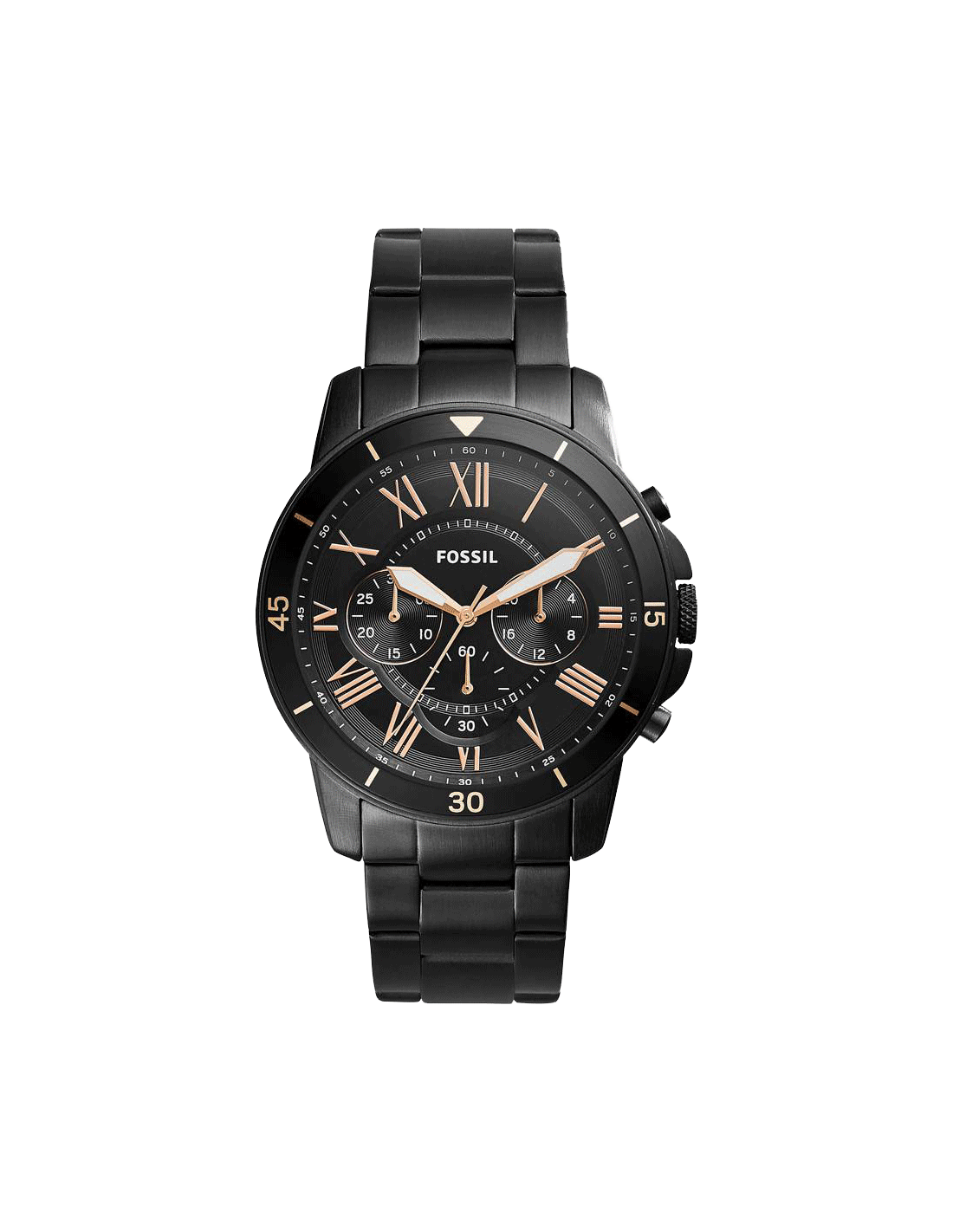 Fossil Grant Sport Chronograph Black Dial Black Steel Strap Watch for Men - FS5374 Watches Fossil   