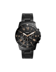 Fossil Grant Sport Chronograph Black Dial Black Steel Strap Watch for Men - FS5374 Watches Fossil   