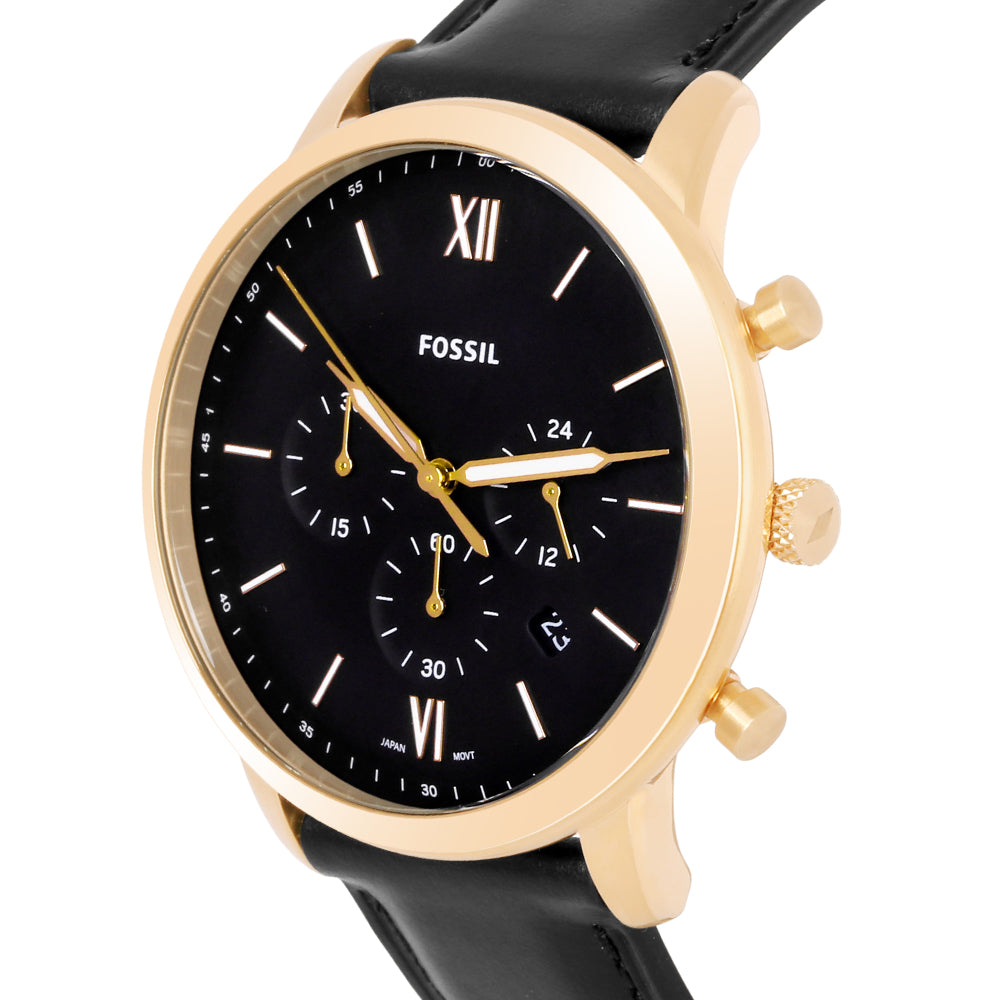 Fossil Neutra Chronograph Black Dial Black Leather Strap Watch for Men - FS5381 Watches Fossil   