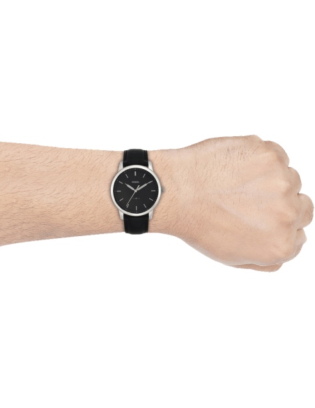 Fossil The Minimalist Three Hand Black Dial Black Leather Strap Watch for Men - FS5398 Watches Fossil   