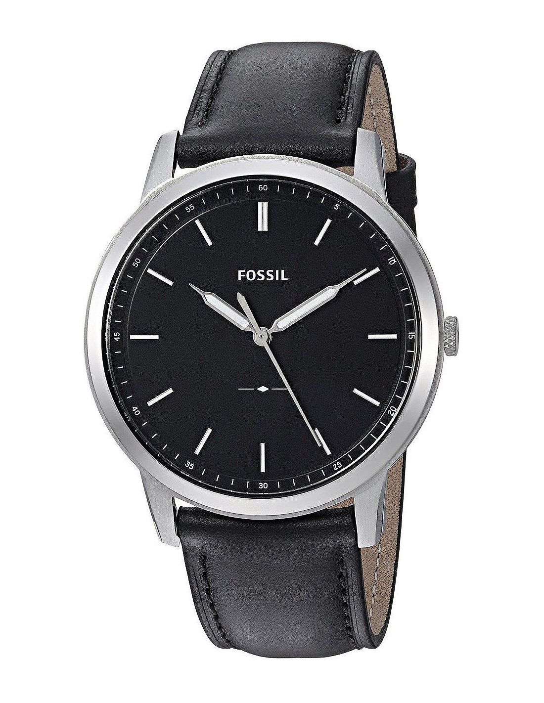 Fossil The Minimalist Three Hand Black Dial Black Leather Strap Watch for Men - FS5398 Watches Fossil   