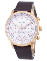 Fossil Goodwin Chronograph White Dial Brown Leather Strap Watch for Men - FS5415 Watches Fossil   