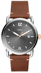 Fossil Commuter Grey Dial Brown Leather Strap Watch for Men - FS5417 Watches Fossil   