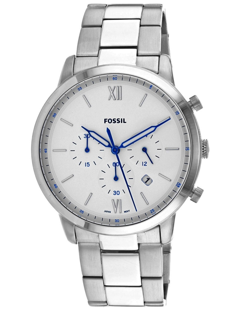 Fossil Neutra Chronograph White Dial Silver Steel Strap Watch for Men - FS5433 Watches Fossil   