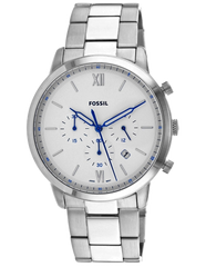 Fossil Neutra Chronograph White Dial Silver Steel Strap Watch for Men - FS5433 Watches Fossil   