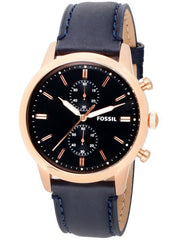 Fossil Townsman Chronograph Blue Dial Blue Leather Strap Watch for Men - FS5436 Watches Fossil   