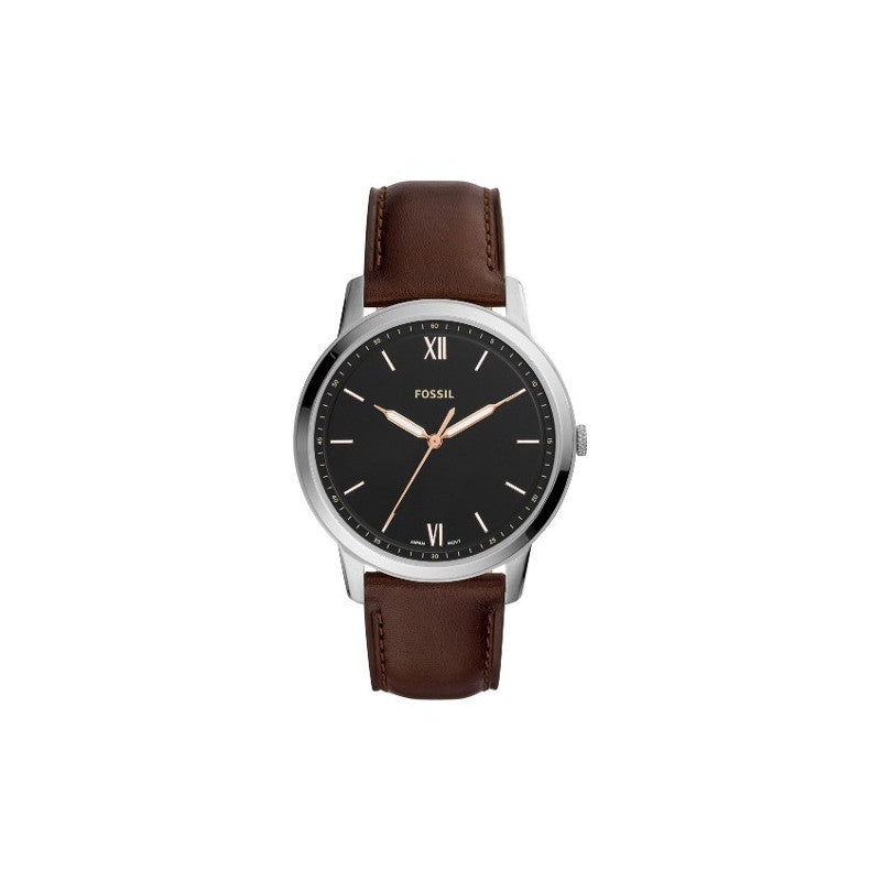 Fossil The Minimalist 3H Black Dial Brown Leather Strap Watch for Men - FS5464 Watches Fossil   