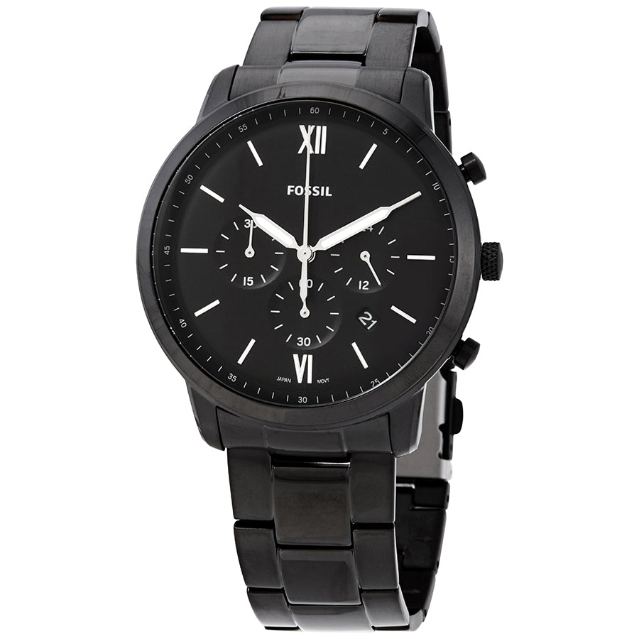 Fossil Neutra Chronograph Black Dial Black Steel Strap Watch for Men - FS5474 Watches Fossil   