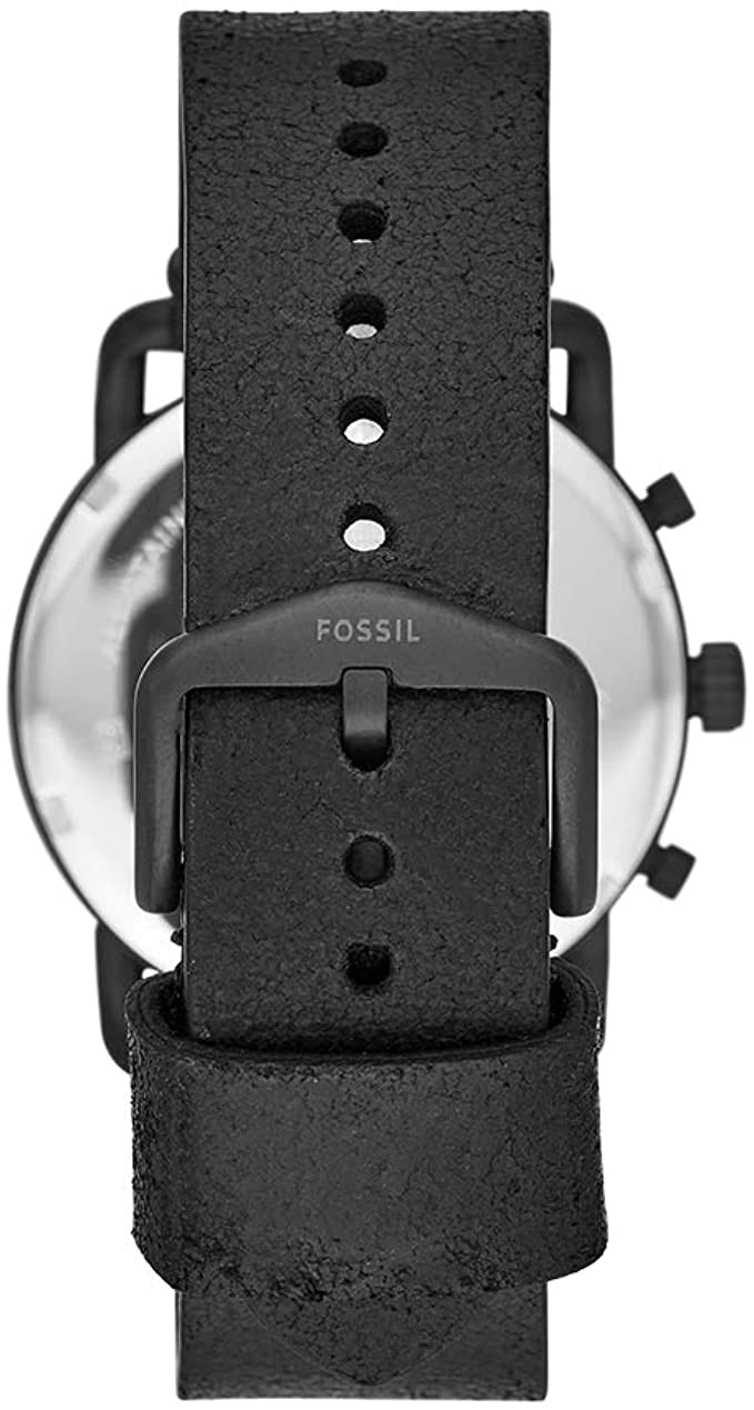 Fossil Commuter Black Dial Black Leather Strap Watch for for Men - FS5504 Watches Fossil   