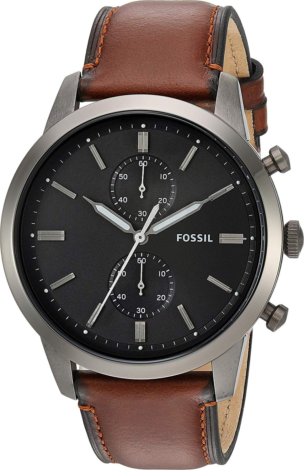 Fossil Townsman Chronograph Gray Dial Brown Leather Strap Watch for Men - FS5522 Watches Fossil   