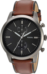 Fossil Townsman Chronograph Gray Dial Brown Leather Strap Watch for Men - FS5522 Watches Fossil   