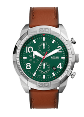 Fossil Bronson Chronograph Green Dial Brown Leather Strap Watch for Men - FS5738 Watches Fossil   