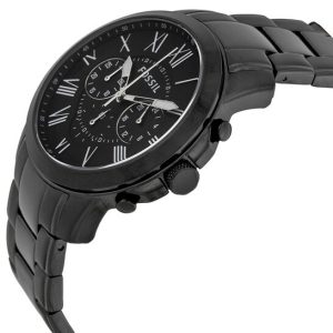 Fossil Grant Chronograph Black Dial Black Steel Strap Watch for Men - FS4832 Watches Fossil   