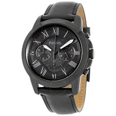 Fossil Grant Chronograph Black Dial Black Leather Strap Watch for Men - FS5132 Watches Fossil   