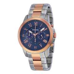 Fossil Grant Chronograph Blue Dial Two Tone Steel Strap Watch for Men - FS5024 Watches Fossil   