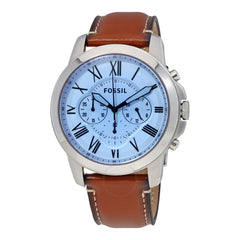 Fossil Grant Chronograph Blue Dial Brown Leather Strap Watch for Men - FS5184 Watches Fossil   