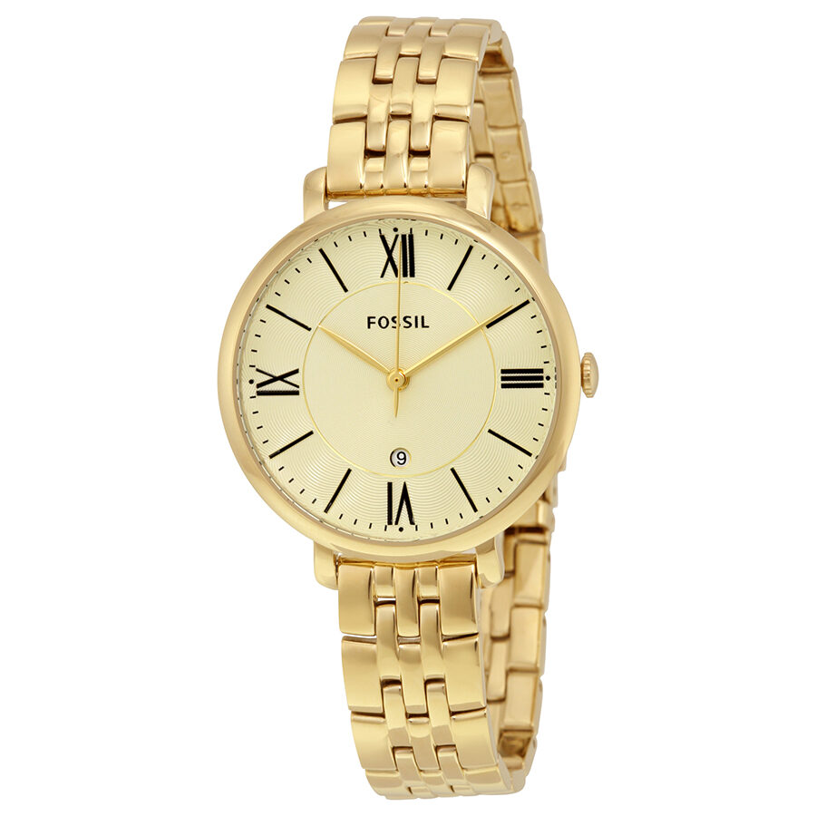 Fossil Jacqueline White Dial Gold Steel Strap Watch for Women - ES3434 Watches Fossil   