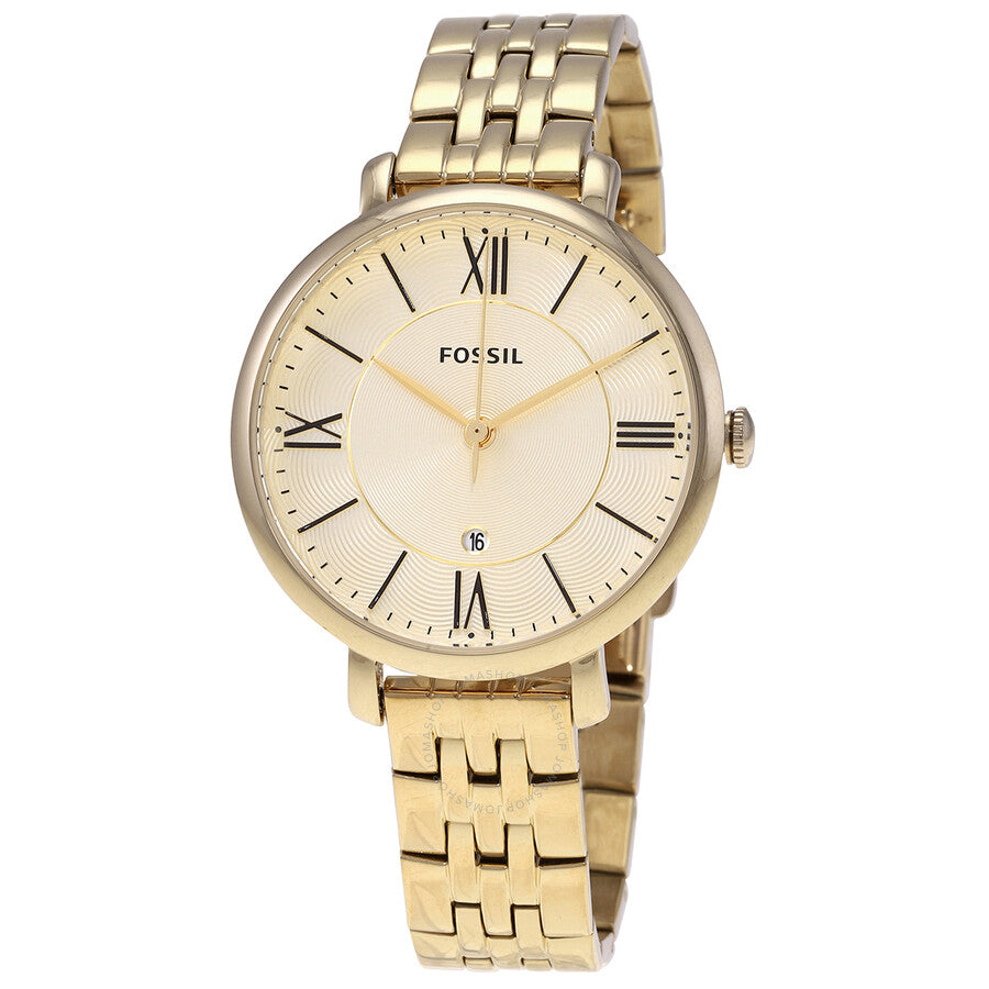 Fossil Jacqueline White Dial Gold Steel Strap Watch for Women - ES3434 Watches Fossil   