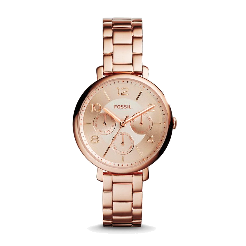 Fossil Jacqueline Day Date Rose Gold Dial Rose Gold Steel Strap Watch for Women - ES3665 Watches Fossil   