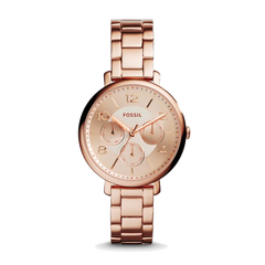 Fossil Jacqueline Day Date Rose Gold Dial Rose Gold Steel Strap Watch for Women - ES3665 Watches Fossil   