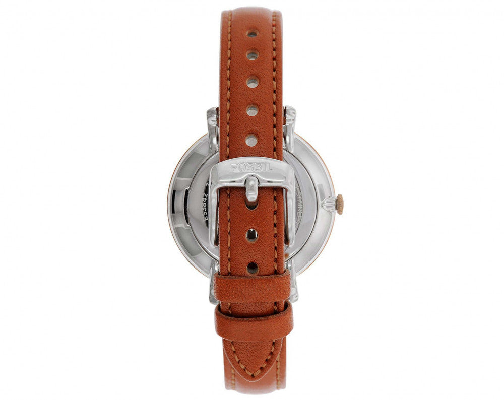 Fossil Jacqueline White Dial Brown Leather Strap Watch for Women - ES3842 Watches Fossil   