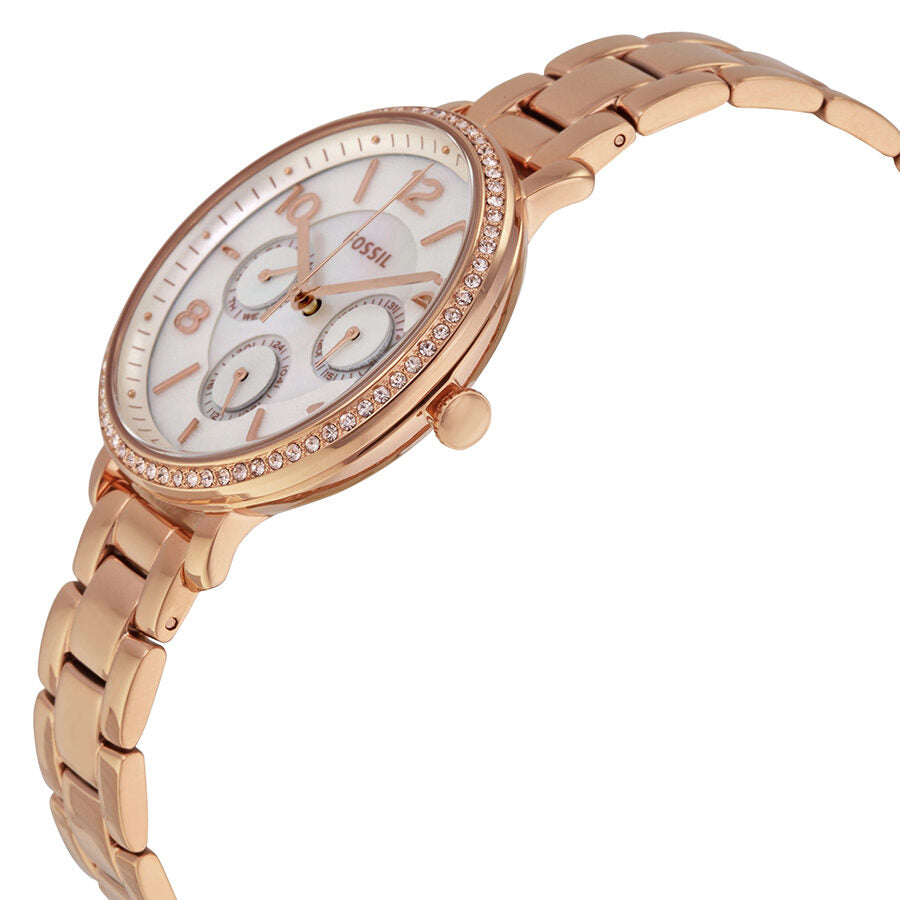 Fossil Jacqueline Multi Function Mother of Pearl Dial Rose Gold Steel Strap Watch for Women - ES3757 Watches Fossil   