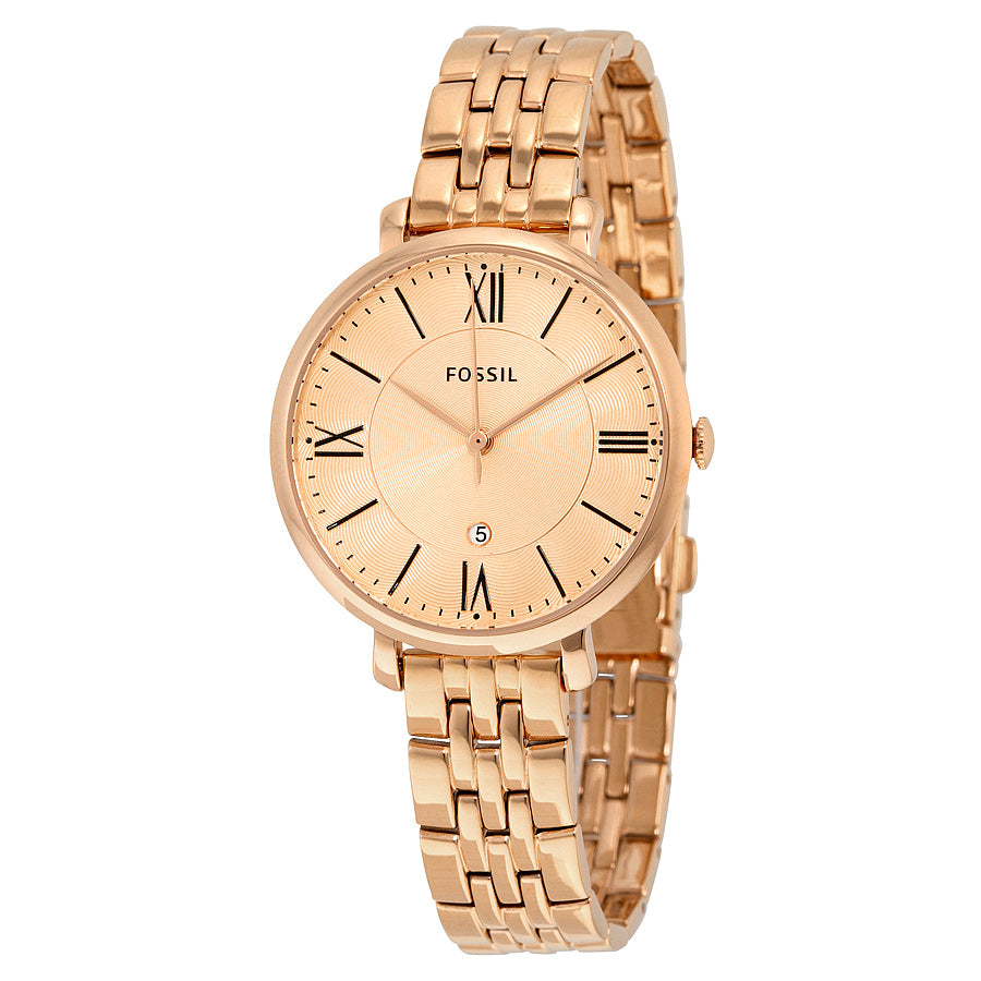 Fossil Jacqueline Rose Gold Dial Rose Gold Steel Strap Watch for Women - ES3435 Watches Fossil   