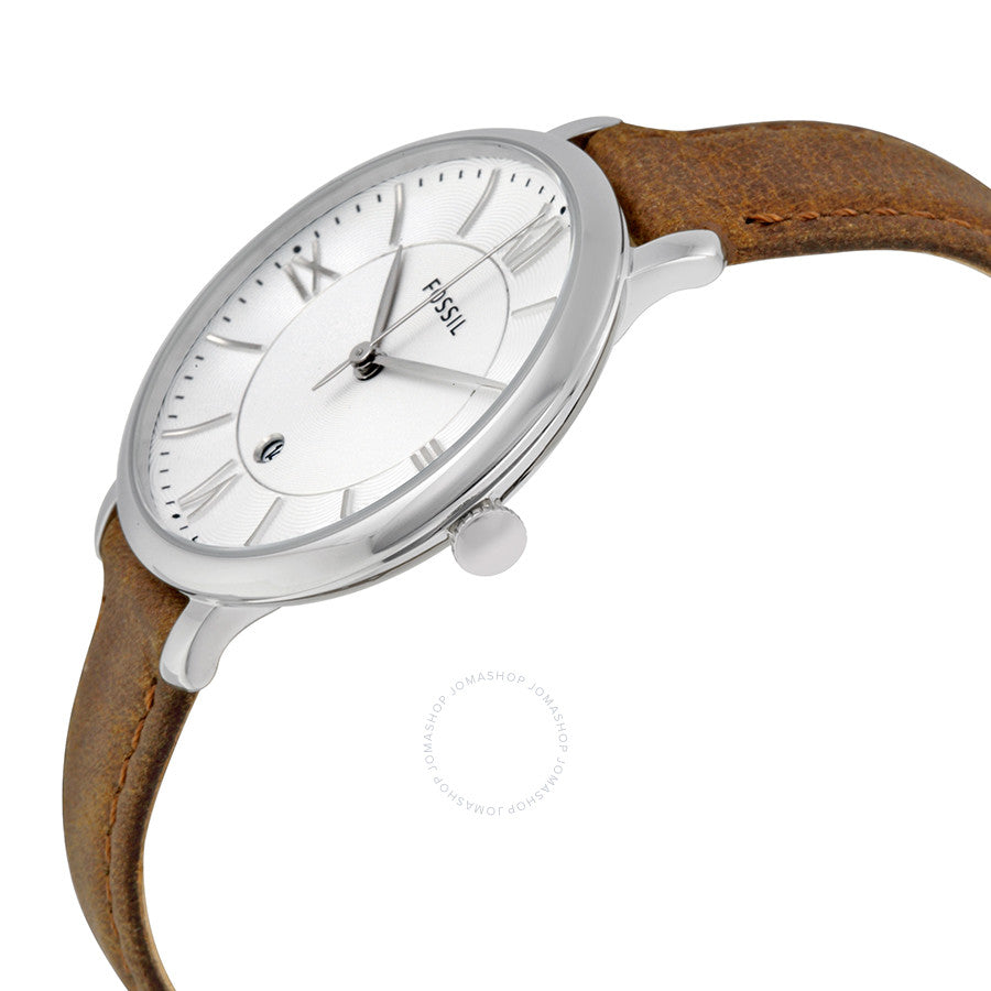 Fossil Jacqueline White Dial Brown Leather Strap Watch for Women - ES3708 Watches Fossil   