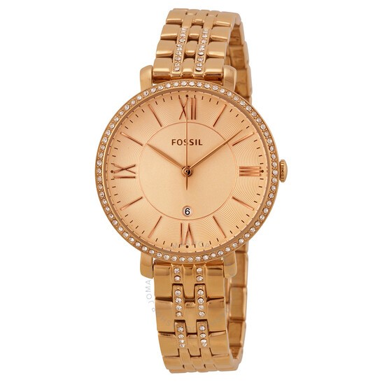 Fossil Jacqueline Rose Gold Dial Rose Gold Steel Strap Watch for Women - ES3546 Watches Fossil   