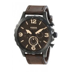 Fossil Nate Chronograph Brown Dial Brown Leather Strap Watch for Men - JR1487 Watches Fossil   