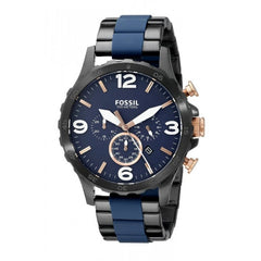 Fossil Nate Chronograph Blue Dial Two Tone Steel Strap Watch for Men - JR1494 Watches Fossil   