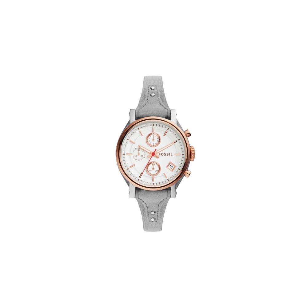 Fossil Original Boyfriend White Dial Light Blue Leather Strap Watch for Women - ES4045 Watches Fossil   