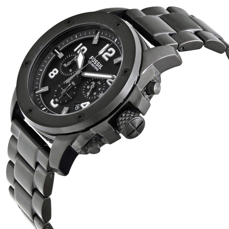 Fossil Machine Chronograph Black Dial Black Steel Strap Watch for Men - FS4927 Watches Fossil   