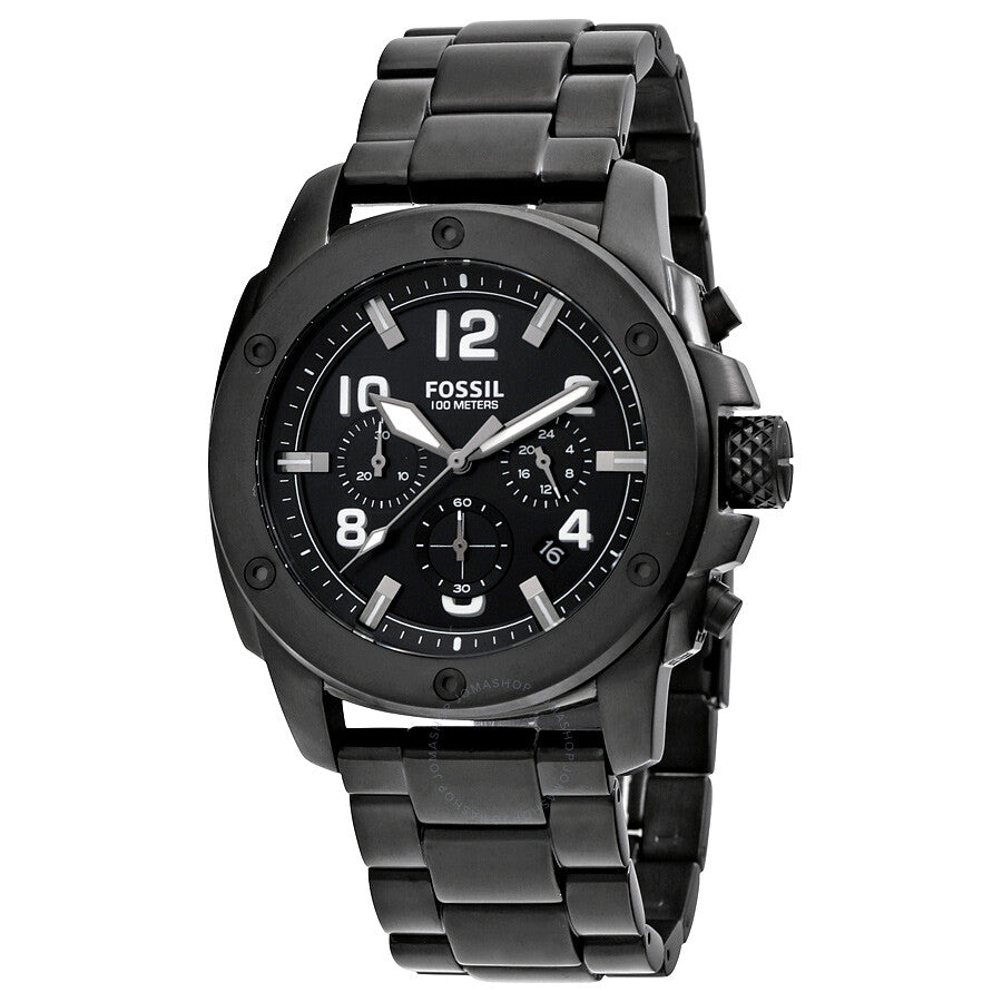 Fossil Machine Chronograph Black Dial Black Steel Strap Watch for Men - FS4927 Watches Fossil   