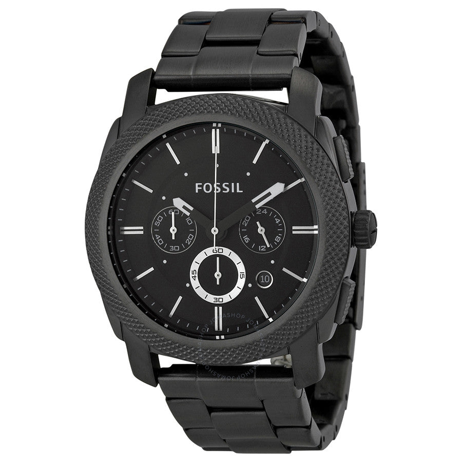 Fossil Machine Chronograph Black Dial Black Steel Strap Watch for Men - FS4662 Watches Fossil   