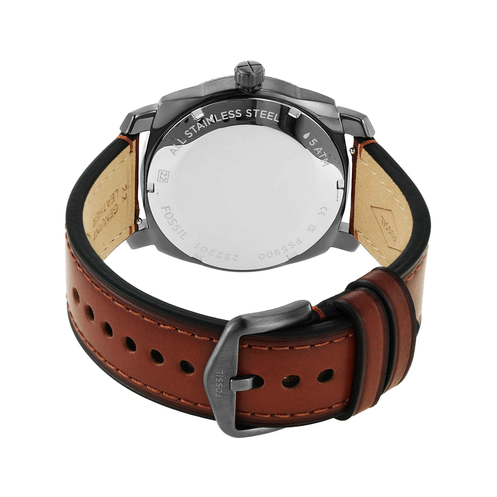 Fossil Machine Chronograph Black Dial Brown Leather Strap Watch for Men - FS5234 Watches Fossil   