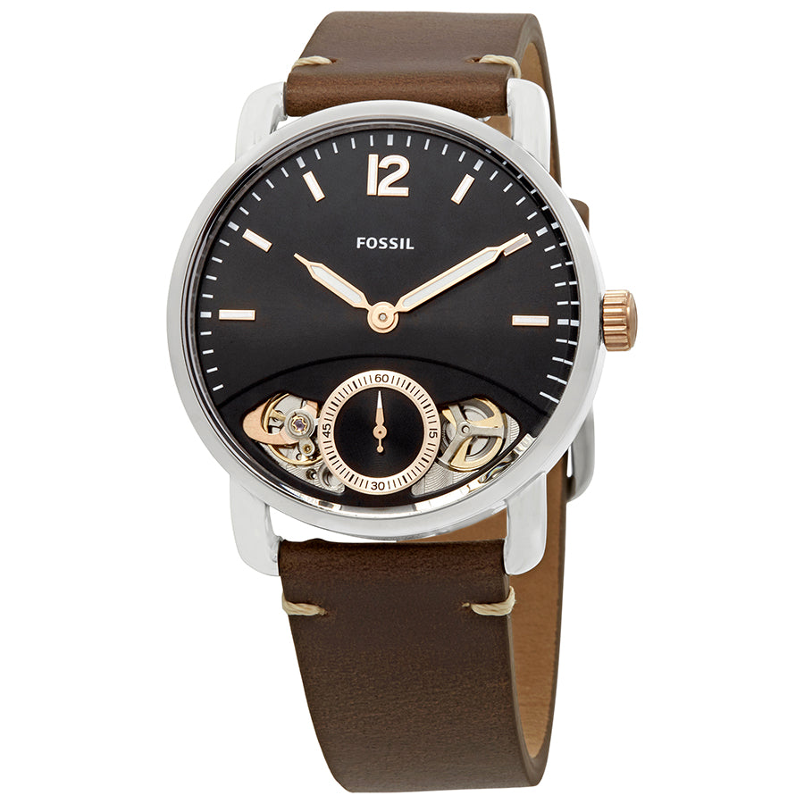 Fossil The Commuter Twist Black Dial Brown Leather Strap Watch for Men -  ME1165 Watches Fossil   