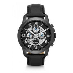 Fossil Grant Automatic Black Dial Black Leather Strap Watch for Men - ME3028 Watches Fossil   