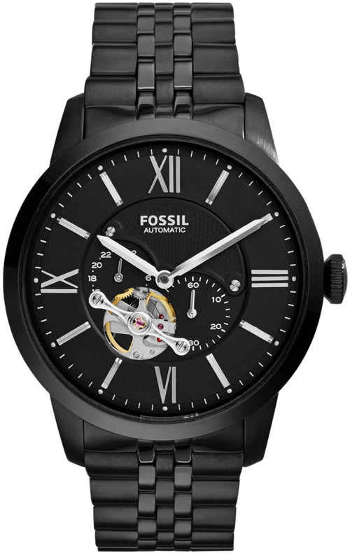 Fossil Townsman Multi Function Mechanical Black Dial Black Steel Strap Watch for Men - ME3062 Watches Fossil   