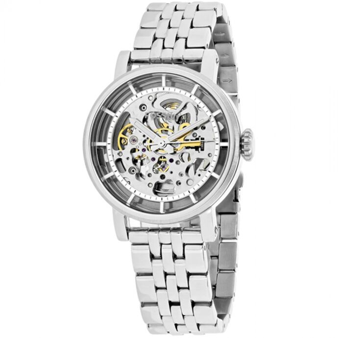 Fossil Boyfriend Automatic Skeleton Silver Dial Silver Steel Strap Watch for Women - ME3067 Watches Fossil   