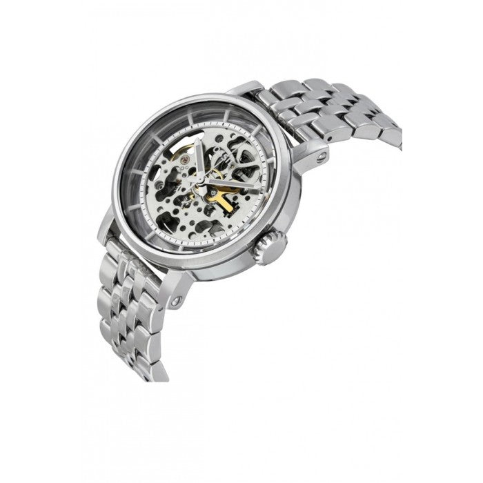 Fossil Boyfriend Automatic Skeleton Silver Dial Silver Steel Strap Watch for Women - ME3067 Watches Fossil   