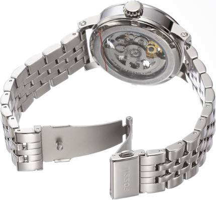 Fossil Boyfriend Automatic Skeleton Silver Dial Silver Steel Strap Watch for Women - ME3067 Watches Fossil   