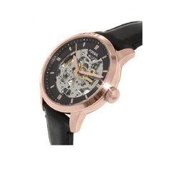 Fossil Townsman Automatic Skeleton Black Dial Black Leather Strap Watch for Men - ME3084 Watches Fossil   