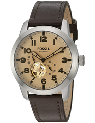 Fossil Pilot 54 Automatic Cream Dial Brown Leather Strap Watch for Men - ME3119 Watches Fossil   