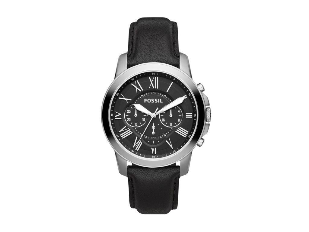 Fossil Grant Chronograph Black Dial Black Leather Strap Watch for Men - FS4812 Watches Fossil   