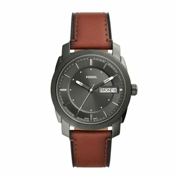 Fossil Machine Chronograph Black Dial Brown Leather Strap Watch for Men - FS5234 Watches Fossil   