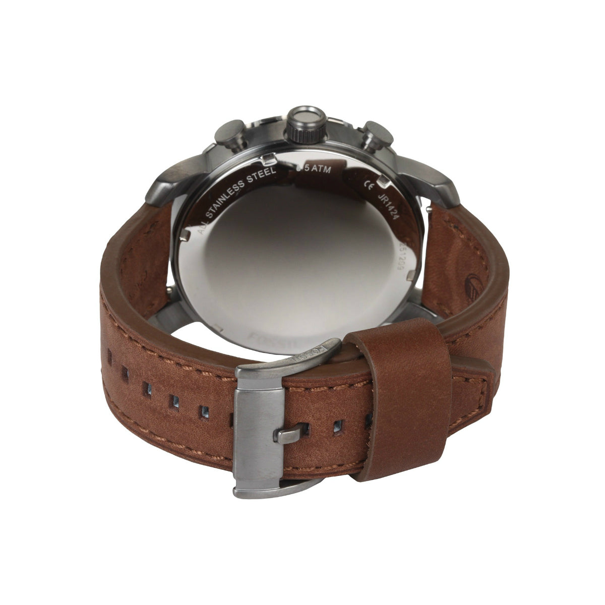 Fossil Nate Chronograph Grey Dial Brown Leather Strap Watch for Men - JR1424 Watches Fossil   