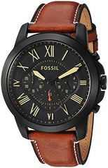 Fossil Grant Chronograph Black Dial Brown Leather Strap Watch for Men - FS5241 Watches Fossil   