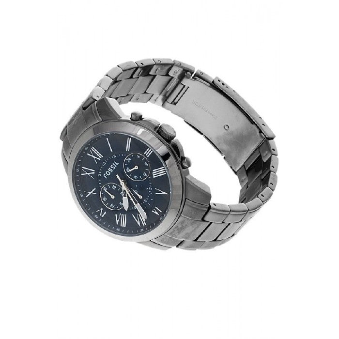 Fossil Grant Chronograph Blue Dial Grey Steel Strap Watch for Men - FS4831 Watches Fossil   